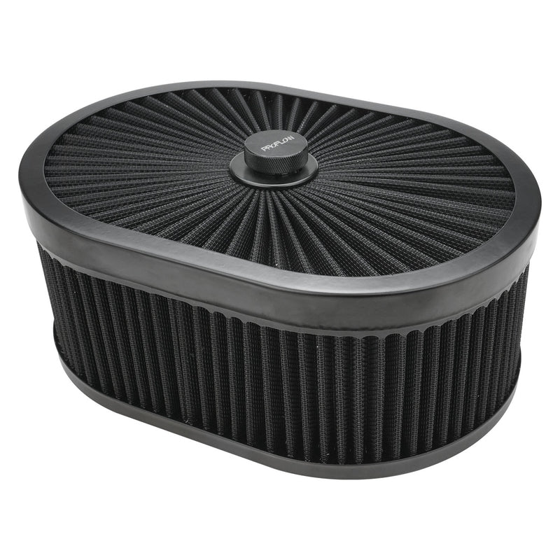 Proflow Air Filter Assembly Flow Top Oval Black 12in. x 9in. x 4in. Suit 5-1/8in. Flat Base - PFEAF-300102B PFEAF-300102B