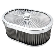 Proflow Air Filter Assembly Flow Top Oval Stainless Steel 12in. x 9in. x 5in. Suit 5-1/8in. Flat Base - PFEAF-300127S PFEAF-300127S
