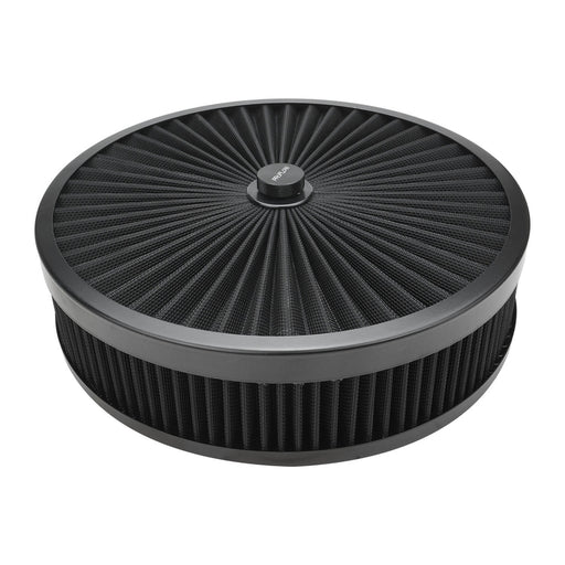 Proflow Air Filter Assembly Flow Top Round Black 14in. x 2in. Suit 5-1/8in. Neck Flat Base - PFEAF-350051B PFEAF-350051B