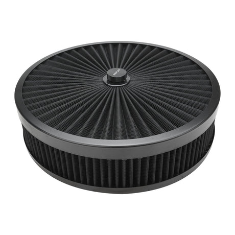 Proflow Air Filter Assembly Flow Top Round Black 14in. x 2in. Suit 5-1/8in. Neck Flat Base - PFEAF-350051B PFEAF-350051B