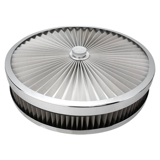 Proflow Air Filter Assembly Flow Top Round Stainless Steel 14in. x 2in. Suit 5-1/8in. Neck Flat Base - PFEAF-350051S PFEAF-350051S
