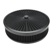 Proflow Air Filter Assembly Flow Top Round Black 14in. x 2.5in. Suit 5-1/8in. Neck Recessed Base - PFEAF-350063B PFEAF-350063B
