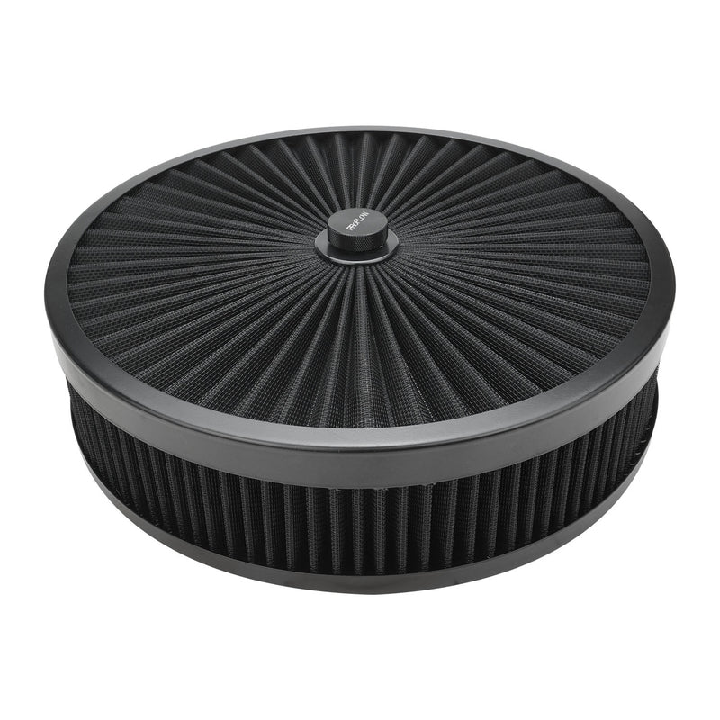 Proflow Air Filter Assembly Flow Top Round Black 14in. x 2.5in. Suit 5-1/8in. Neck Recessed Base - PFEAF-350063B PFEAF-350063B
