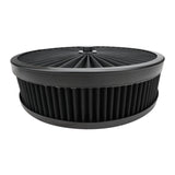 Proflow Air Filter Assembly Flow Top Round Black 14in. x 2.5in. Suit 5-1/8in. Neck Recessed Base - PFEAF-350063B