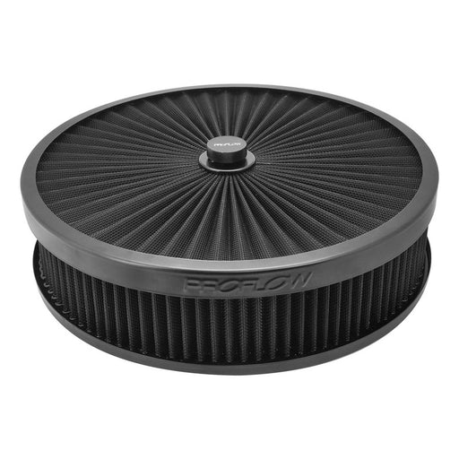 Proflow Air Filter Assembly For Holley EF Sniper Series, Flow Top Round Black, 14'' x 3", Suit 5-1/8in. Neck Recessed Base - PFEAF-350076B-SN PFEAF-350076B-SN