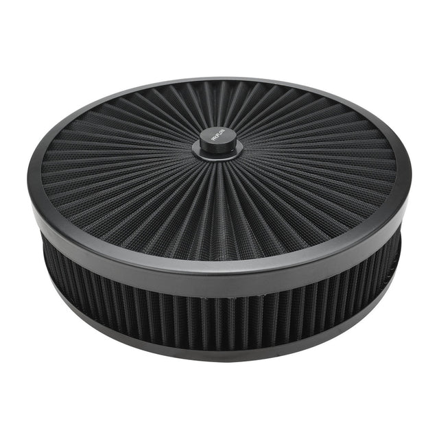 Proflow Air Filter Assembly Flow Top Round Black 14in. x 3in. Suit 5-1/8in. Neck Recessed Base - PFEAF-350076B PFEAF-350076B