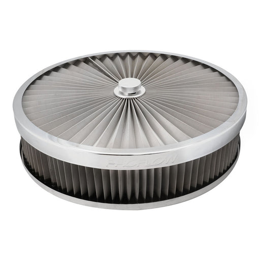 Proflow Air Filter Assembly For Holley EFI Sniper Series, Flow Top Round Stainless Steel 14'' x 3'', Suit 5-1/8in. Neck Recessed Base - PFEAF-350076S-SN PFEAF-350076S-SN