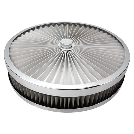 Proflow Air Filter Assembly Flow Top Round Stainless Steel 14in. x 3in. Suit 5-1/8in. Neck Recessed Base - PFEAF-350076S PFEAF-350076S