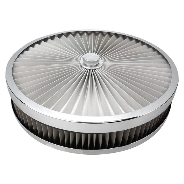 Proflow Air Filter Assembly Flow Top Round Stainless Steel 14in. x 3in. Suit 5-1/8in. Neck Recessed Base - PFEAF-350076S PFEAF-350076S