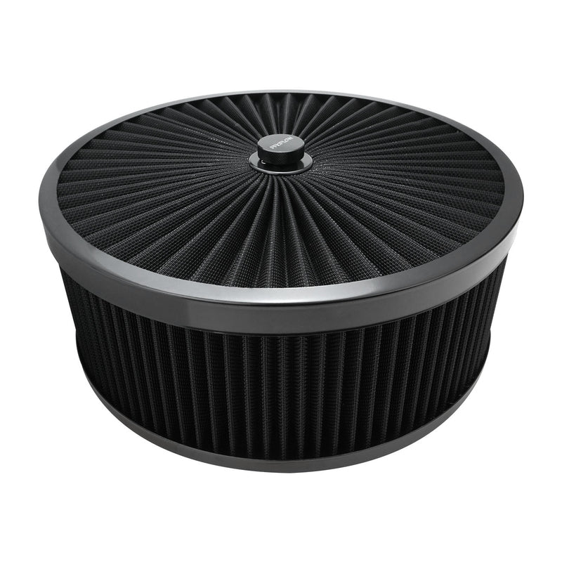 Proflow Air Filter Assembly Flow Top Round Black 14in. x 4in. Suit 5-1/8in. Neck Recessed Base - PFEAF-350102B PFEAF-350102B