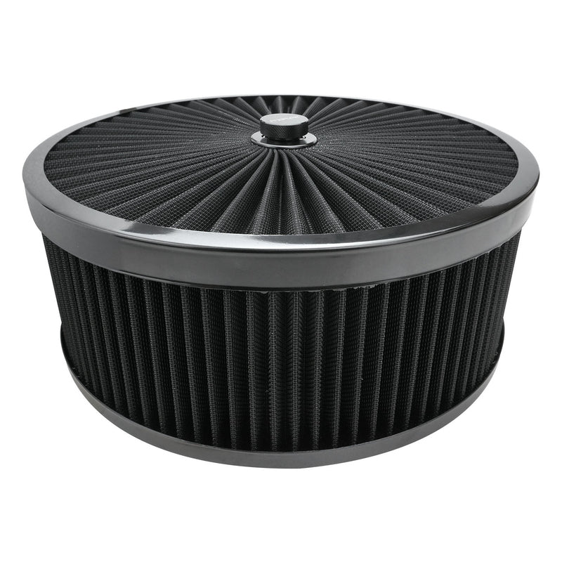 Proflow Air Filter Assembly Flow Top Round Black 14in. x 4in. Suit 5-1/8in. Neck Recessed Base - PFEAF-350102B