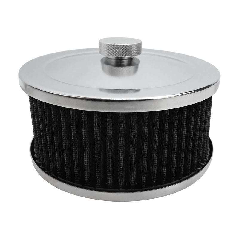 Proflow Air Filter Assembly Round 6in. x 2in, Chrome - PFEAF-6150051B