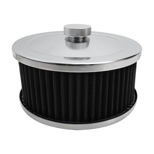 Proflow Air Filter Assembly Round 6in. x 3in, Chrome - PFEAF-6150076B