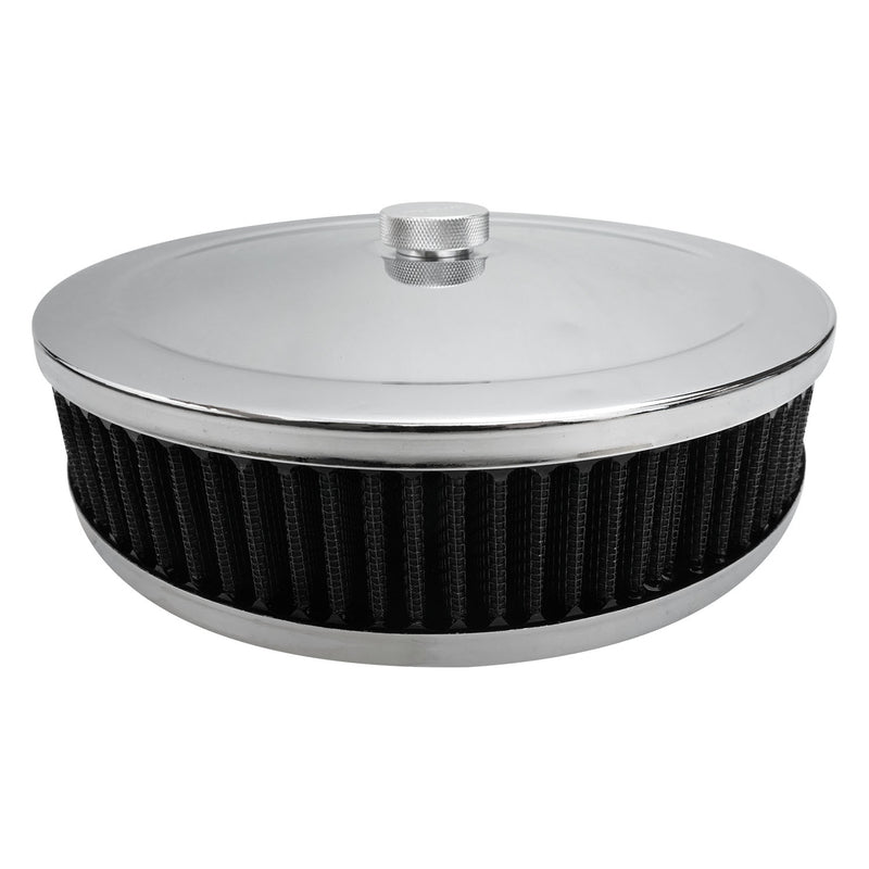 Proflow Air Filter Assembly Round 9in. x 2in, Chrome - PFEAF-6230051B