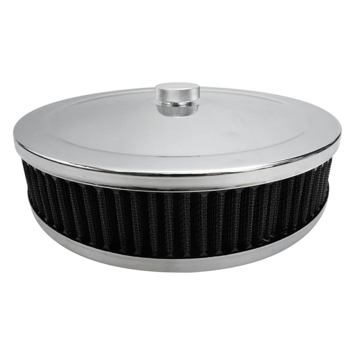 Proflow Air Filter Assembly Round 9in. x 2in, Chrome - PFEAF-6230051B