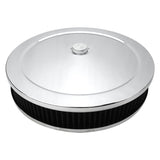 Proflow Air Filter Assembly Round 14in. x 2.5in, Chrome, Flat Base, - PFEAF-6350063B PFEAF-6350063B