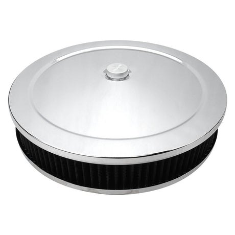 Proflow Air Filter Assembly Round 14in. x 2.5in, Chrome, Flat Base, - PFEAF-6350063B PFEAF-6350063B