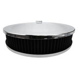 Proflow Air Filter Assembly Round 14in. x 2.5in, Chrome, Flat Base, - PFEAF-6350063B