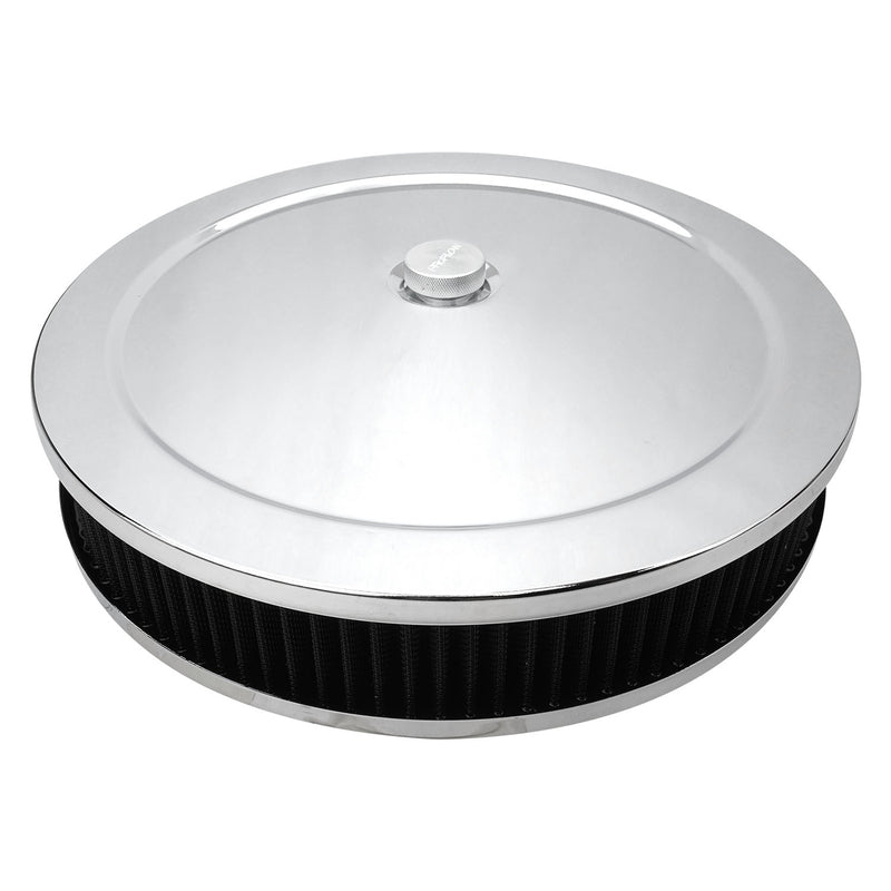 Proflow Air Filter Assembly Round 14in. x 3in, Chrome, Recessed Base,, Each - PFEAF-6350076B-R