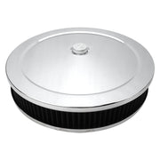 Proflow Air Filter Assembly Round 14in. x 3in, Chrome, Flate Base - PFEAF-6350076B PFEAF-6350076B