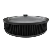Proflow Air Filter Assembly Round 14in. x 3in, Black, Flat Base, - PFEAF-6350076BKK
