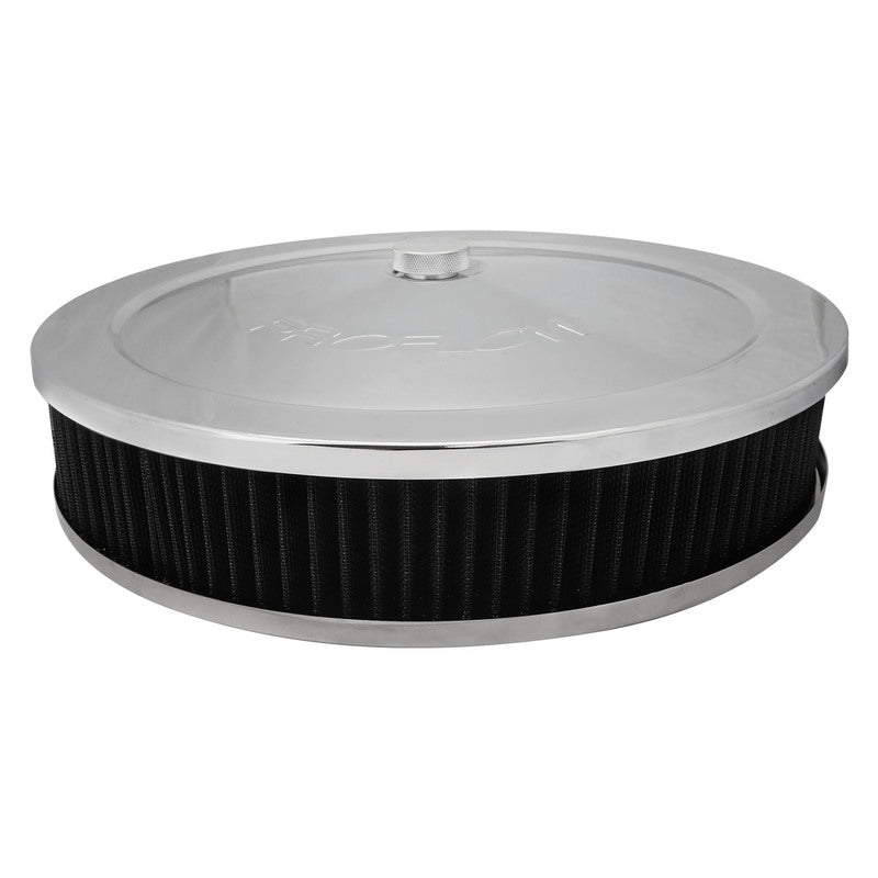 Proflow Air Filter Assembly for Holley EFI Sniper Series, Round, 14'' x 3'', Recessed Base, Chrome, Kit - PFEAF-6350076S-SN