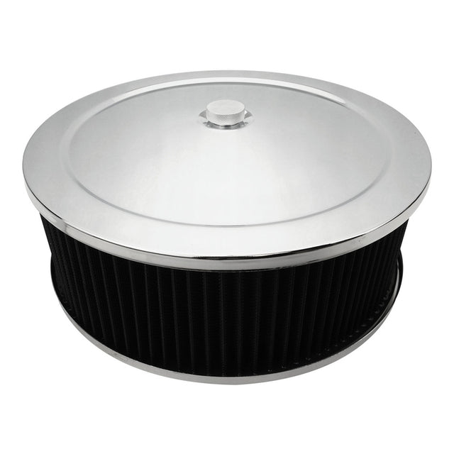 Proflow Air Filter Assembly Round 14in. x 4in, Chrome, Recessed Base, Each - PFEAF-6350102B-R PFEAF-6350102B-R