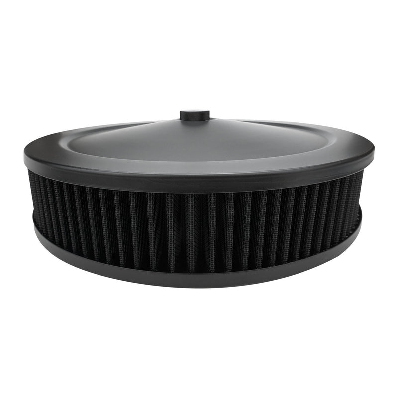 Proflow Air Filter Assembly Round 14in. x 4in, Black, Flat Base, - PFEAF-6350102BKK