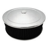 Proflow Air Filter Assembly Round 14in. x 4in, Chrome, Flat Base, - PFEAF-6350102B PFEAF-6350102B