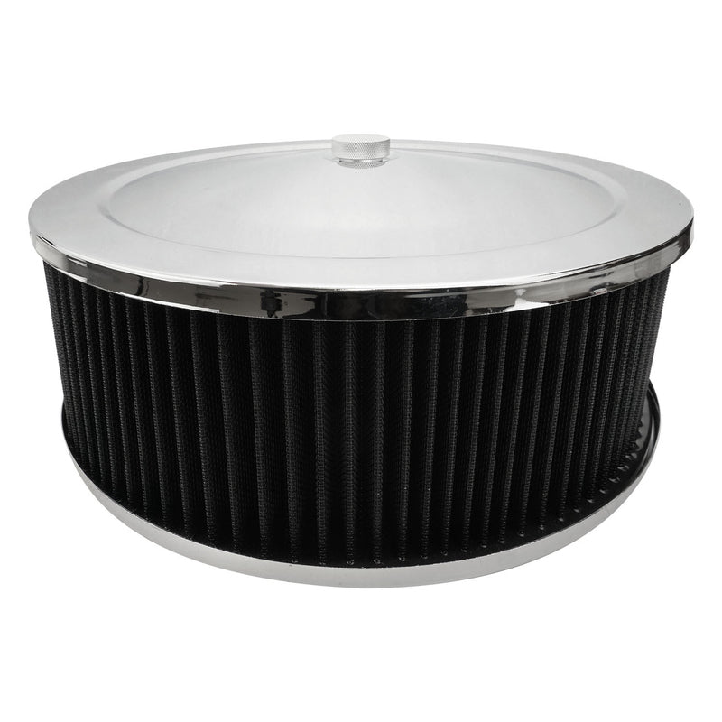 Proflow Air Filter Assembly Round 14in. x 5in, Chrome, Recessed Base, Each - PFEAF-6350127B-R