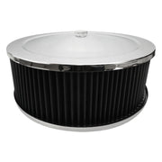 Proflow Air Filter Assembly Round 14in. x 5in, Chrome, Flat Base, - PFEAF-6350127B