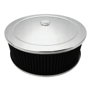 Proflow Air Filter Assembly Round 14in. x 5in, Chrome, Flat Base, - PFEAF-6350127B PFEAF-6350127B