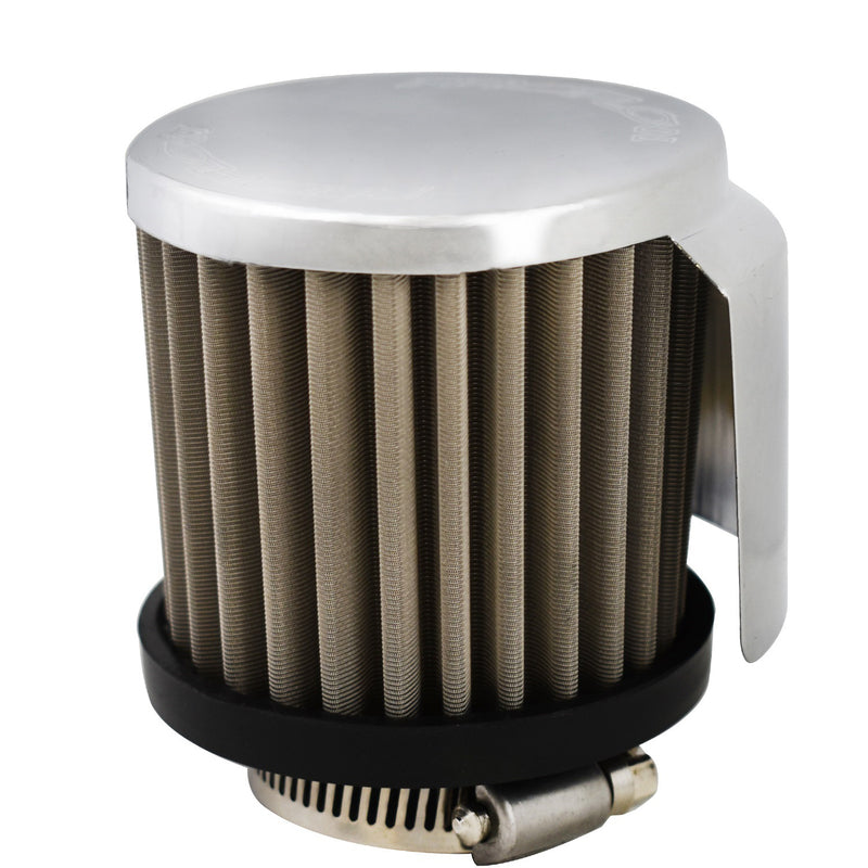 Proflow Breather Filter Clamp On W/Shield, 75mm High, Rubber Base Suit 1.5in. Tube, Chrome - PFEAF-7525 PFEAF-7525