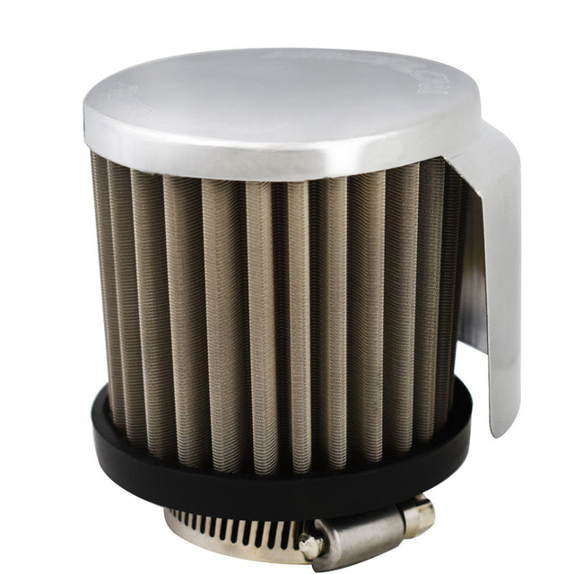 Proflow Breather Filter Clamp On W/Shield, 75mm High, Rubber Base Suit 1.5in. Tube, Chrome - PFEAF-7525 PFEAF-7525