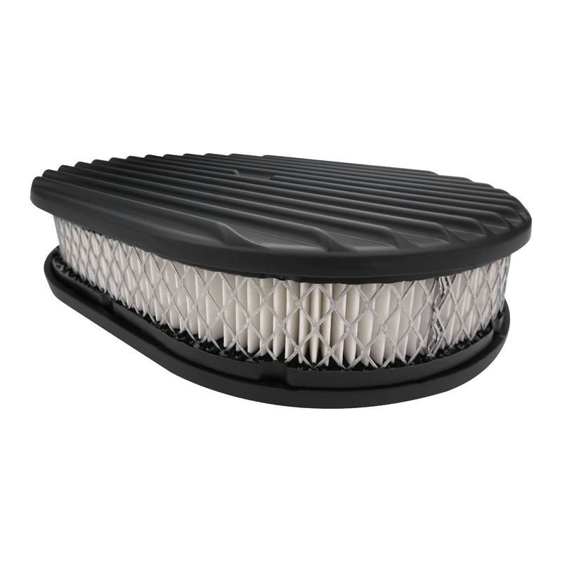 Proflow Air Filter Assembly, Aluminium Black, Fins Oval 12 x 2, Kit - PFEAF40050