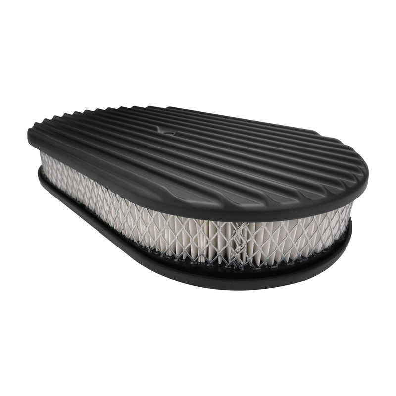 Proflow Air Filter Assembly, Aluminium Black, Fins Oval 15 x 2 x 8", Kit - PFEAF48050