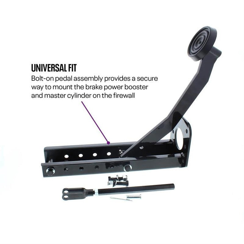 Proflow Universal Brake Pedal Assembly, Under-Dash Brake Pedal Mount Bracket, Black - PFEBBKBK-MT
