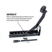 Proflow Universal Brake Pedal Assembly, Under-Dash Brake Pedal Mount Bracket, Black - PFEBBKBK-MT