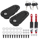 Proflow Bonnet Hood Pins, Plush Flush, Aluminium Pins, With Locking Key, 4.961 in, Kit - PFEBL500-L
