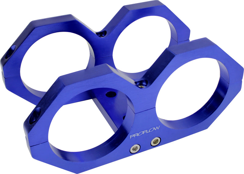 Proflow Fuel Pump Dual Mount Billet Aluminium 044 Bosch Bracket, Blue - PFEBOSBILDUALB