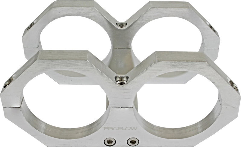 Proflow Fuel Pump Dual Mount Billet Aluminium 044 Bosch Bracket, Silver - PFEBOSBILDUALS