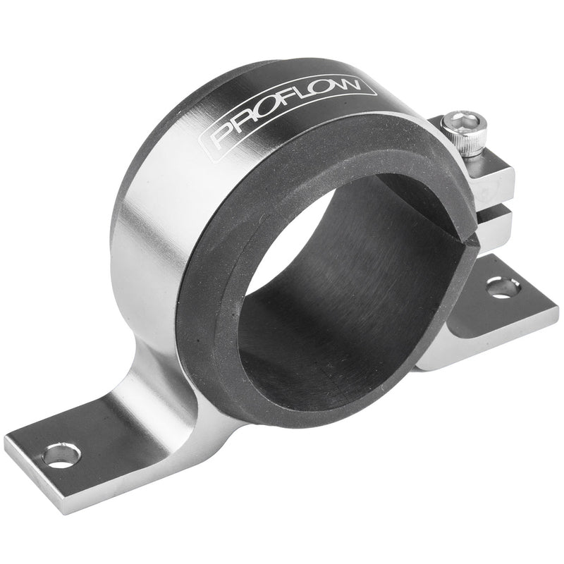 Proflow Fuel Pump Single Mount, Bosch 044 Style Bracket, Silver, Each - PFEBOSBKSIL