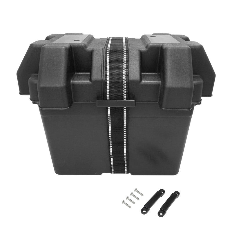 Proflow Universal Battery Box Plastic External Size 340L x 245W x 270H, Suit Camping Boating, Cars, Regular Battery - PFEBT-220
