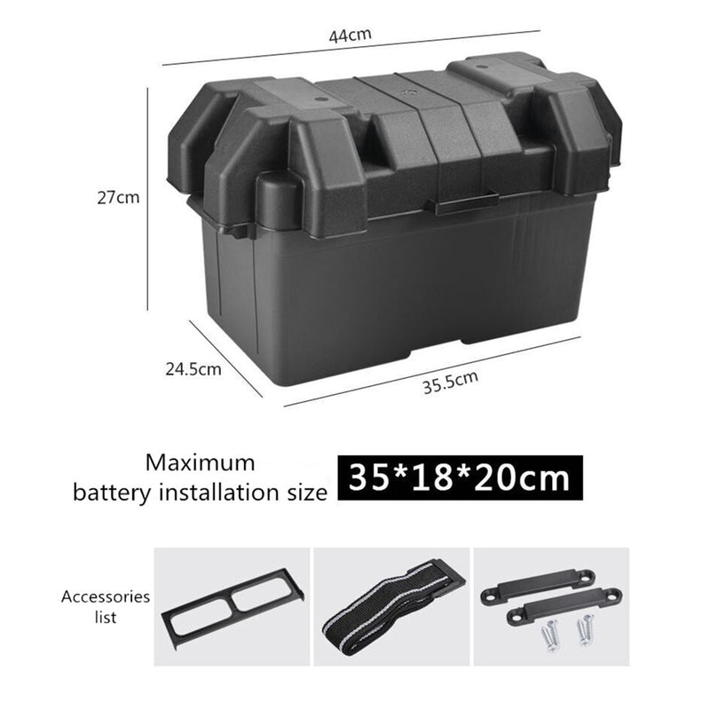 Proflow Universal Battery Box Plastic ,External Size 440L x 245W x 270H, Suit Camping Boating, Cars, Large Battery - PFEBT-221