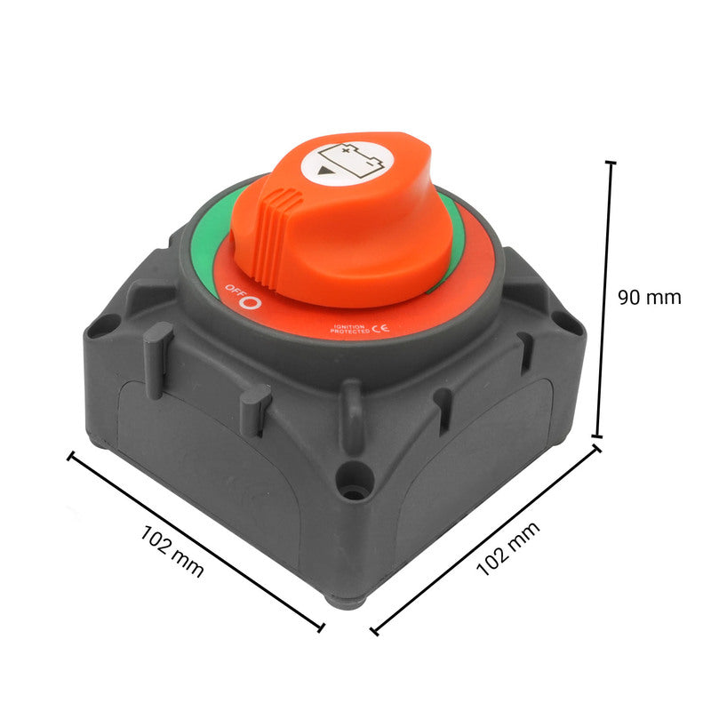 Proflow The Big Battery Disconnect Switch, Square Plastic, Red/Black Marine Style, Single Battery, 12V, 600Amp - PFEBT-720