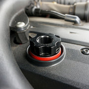 Proflow Oil Cap Breather, For Ford Falcon Barra 4.0L, -10AN, Screw-on, Billet Aluminium, Black - PFECC-CAPBA