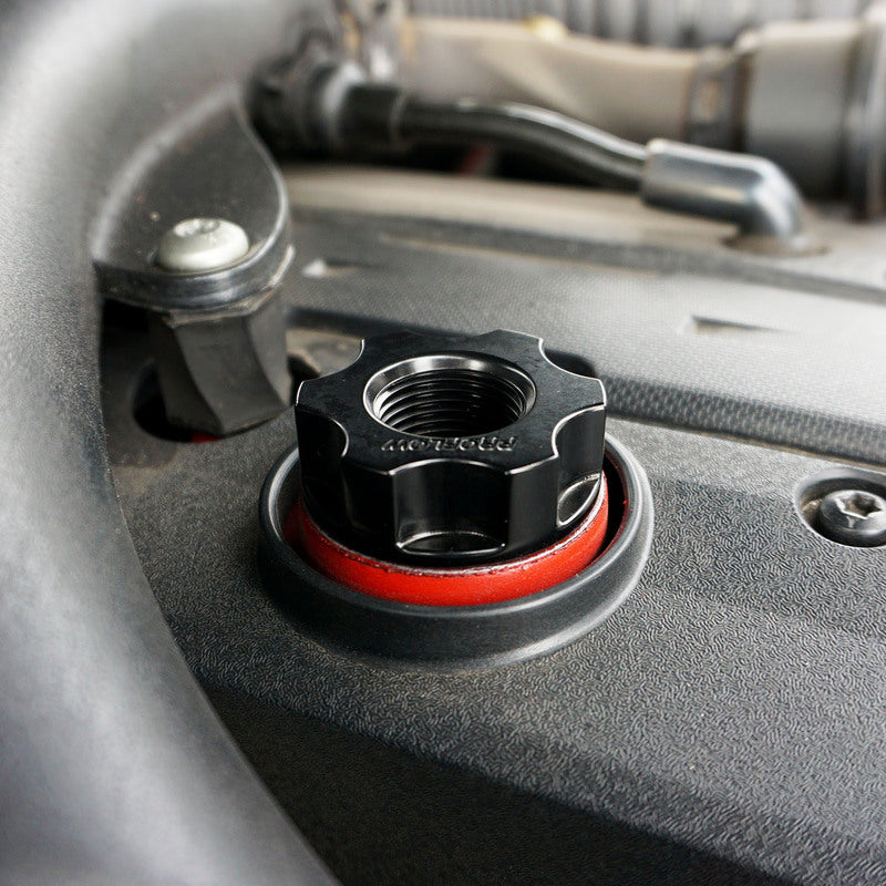 Proflow Oil Cap Breather, For Ford Falcon Barra 4.0L, -10AN, Screw-on, Billet Aluminium, Black - PFECC-CAPBA