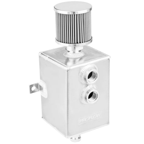 Proflow Oil Breather 2 Lt Tank, Catch Can, Square Aluminium, Natural, Filtered Breather, Universal, Each - PFECC2 PFECC2