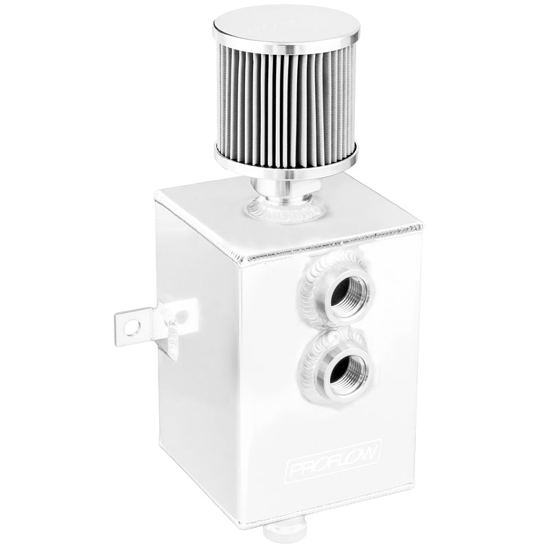 Proflow Oil Breather 3 Lt Tank, Catch Can, Square Aluminium, Polished, Filtered Breather, Universal, Each - PFECC3-P PFECC3-P