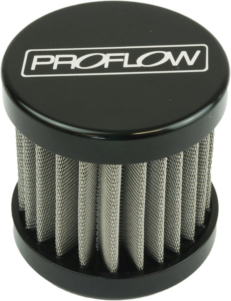Proflow Oil Breather Filter Billet -12AN Female, Valve Cover, 90x78mm, Black - PFECCB-1BK PFECCB-1BK